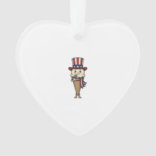 Patriotisches Eiscreme-Kegel-Vintage-Stichdesign_ Ornament