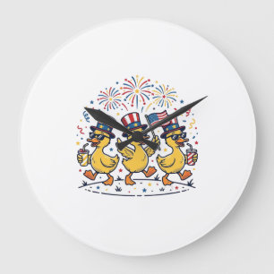 Patriotisches Enten-Trio Vintage 4. Juli-Shirt Des Große Wanduhr