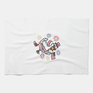 Patriotisches Enten-Vintage-Stich T-Shirt Design_1 Geschirrtuch