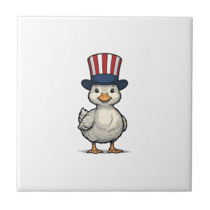 Patriotisches Entlein Vintage 4. Juli-Shirt-Design Fliese