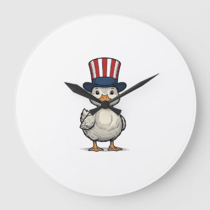 Patriotisches Entlein Vintage 4. Juli-Shirt-Design Große Wanduhr