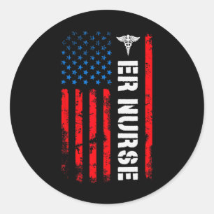 Patriotisches Er-Krankenschwester-Shirt Retro-Amer Runder Aufkleber