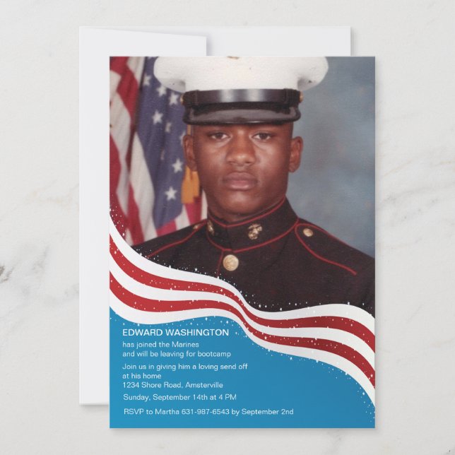 Patriotisches Fahnen-Militär sendet weg vom Party Einladung (Vorderseite)