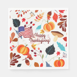 Patriotisches Falldesign mit Flag Happy Thanksgivi Serviette