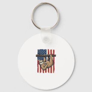 Patriotisches Faultier Vintage-Stich-Shirt-Design_ Schlüsselanhänger