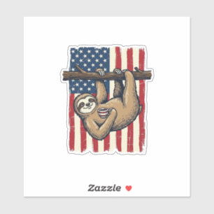 Patriotisches Faultier Vintage-Stickerei-Shirt-Des Aufkleber