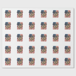 Patriotisches Faultier Vintage-Stickerei-Shirt-Des Geschenkpapier