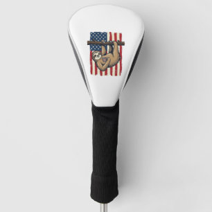 Patriotisches Faultier Vintage-Stickerei-Shirt-Des Golf Headcover