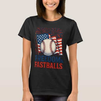 Patriotisches Feuerwerk Baseball 4. Juli Freiheit T-Shirt