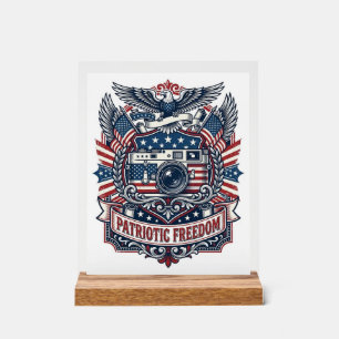 Patriotisches Film Kameramann Vektorgrafik T-Shirt Acrylschild