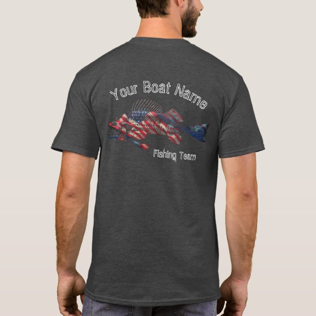 Patriotisches Fischskelett Kundenspezifisches Shir T-Shirt (Rückseite)
