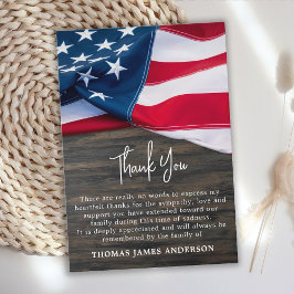 Patriotisches Flag Beileid Military Veteran Beerdi Dankeskarte