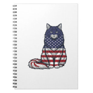 Patriotisches Flaggen-Katz Vintage-Stich-Shirt-Des Notizblock