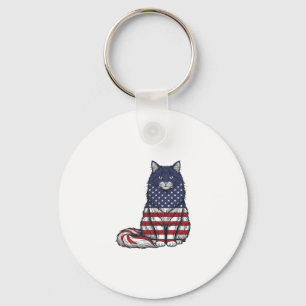 Patriotisches Flaggen-Katz Vintage-Stich-Shirt-Des Schlüsselanhänger