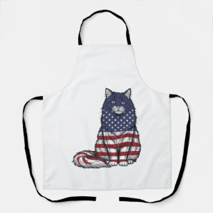 Patriotisches Flaggen-Katz Vintage-Stich-Shirt-Des Schürze