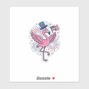 Patriotisches Flamingo-Feuerwerk Vektor-Design_1 Aufkleber