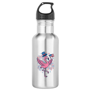 Patriotisches Flamingo-Feuerwerk Vektor Design_1 Edelstahlflasche