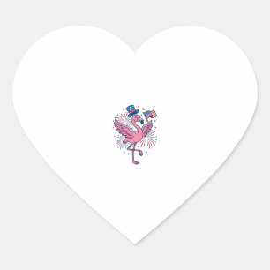 Patriotisches Flamingo-Feuerwerk Vektor Design_1 Herz-Aufkleber