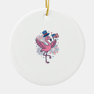 Patriotisches Flamingo-Feuerwerk Vektor Design_1 Keramik Ornament