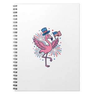 Patriotisches Flamingo-Feuerwerk Vektor Design_1 Notizblock