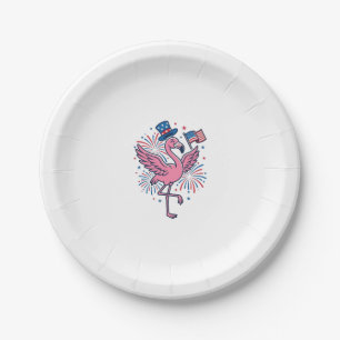 Patriotisches Flamingo-Feuerwerk Vektor Design_1 Pappteller