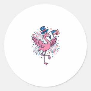 Patriotisches Flamingo-Feuerwerk Vektor Design_1 Runder Aufkleber