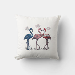 Patriotisches Flamingo-Trio Vintage-Engraving-Desi Kissen