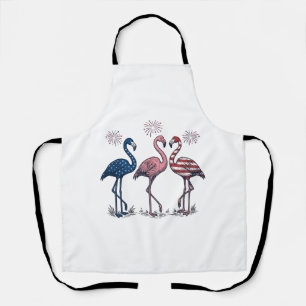 Patriotisches Flamingo-Trio Vintage-Engraving-Desi Schürze