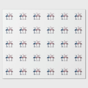 Patriotisches Flamingo-Trio Vintage-Stich-Design_1 Geschenkpapier