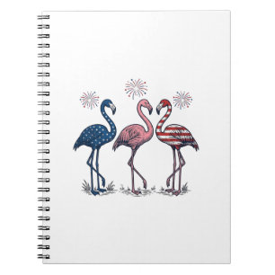 Patriotisches Flamingo-Trio Vintage-Stich-Design_1 Notizblock