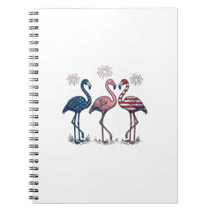 Patriotisches Flamingo-Trio Vintage-Stich-Design_1 Notizblock