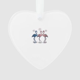 Patriotisches Flamingo-Trio Vintage-Stich-Design_1 Ornament