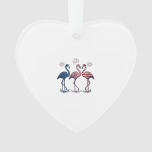 Patriotisches Flamingo-Trio Vintage-Stich-Design_1 Ornament