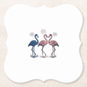 Patriotisches Flamingo-Trio Vintage-Stich-Design_1 Untersetzer