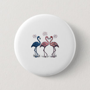 Patriotisches Flamingo-Trio Vintage-Stichdesign_1 Button