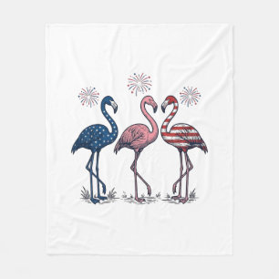 Patriotisches Flamingo-Trio Vintage-Stichdesign_1 Fleecedecke