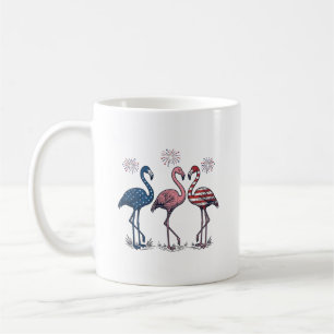 Patriotisches Flamingo-Trio Vintage-Stichdesign_1 Kaffeetasse