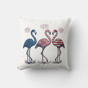 Patriotisches Flamingo-Trio Vintage-Stichdesign_1 Kissen