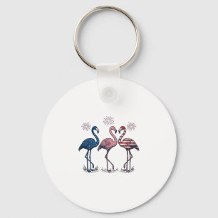 Patriotisches Flamingo-Trio Vintage-Stichdesign_1 Schlüsselanhänger