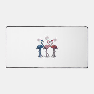 Patriotisches Flamingo-Trio Vintage-Stichdesign_1 Schreibtischunterlage