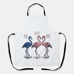 Patriotisches Flamingo-Trio Vintage-Stichdesign_1 Schürze