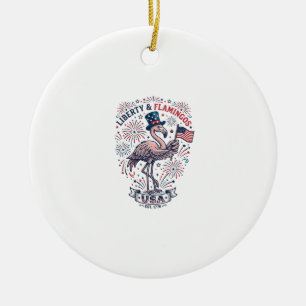 Patriotisches Flamingo Vintage Gravur Shirt Design Keramik Ornament