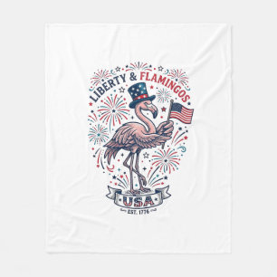 Patriotisches Flamingo Vintage-Stich-Shirt-Design_ Fleecedecke