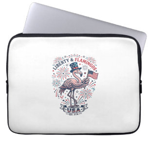 Patriotisches Flamingo Vintage-Stich-Shirt-Design_ Laptopschutzhülle