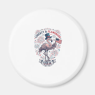 Patriotisches Flamingo Vintage-Stich-Shirt-Design_ Magnet