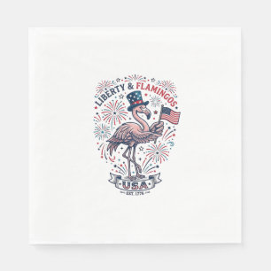 Patriotisches Flamingo Vintage-Stich-Shirt-Design_ Serviette