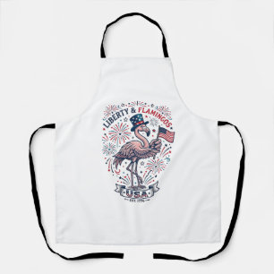 Patriotisches Flamingo Vintage-Stickerei-Shirt-Des Schürze