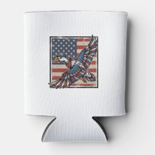 Patriotisches Fliegendes-Ente-Vintage-Stich-Shirt- Dosenkühler