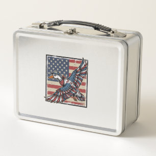 Patriotisches Fliegendes-Ente-Vintage-Stickerei-Sh Metall Brotdose
