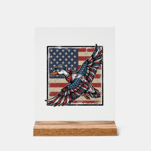 Patriotisches fliegendes Enten-Vintage-Stickerei-S Acrylschild